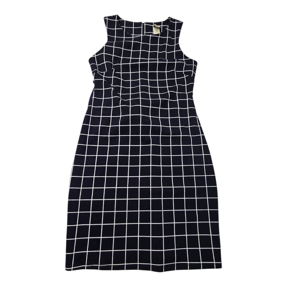 Wrapper Vintage Dress Size 8 Dark Blue with White windowpane